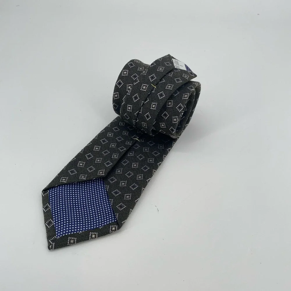 Eton Tie‎ Mens One Size Multi Patterned Wool Blend Luxury Necktie Italy Made NWT